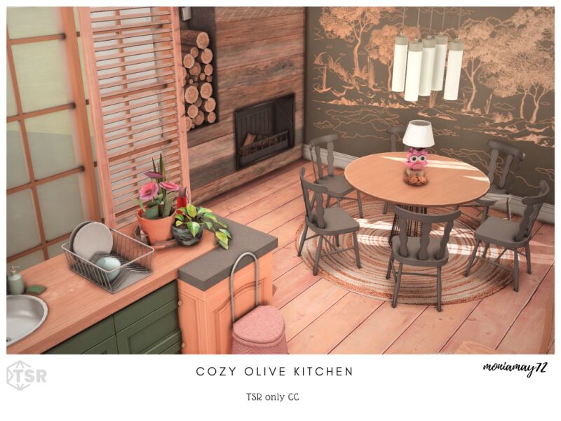 sims 4 cc cozy olive kitchen 4