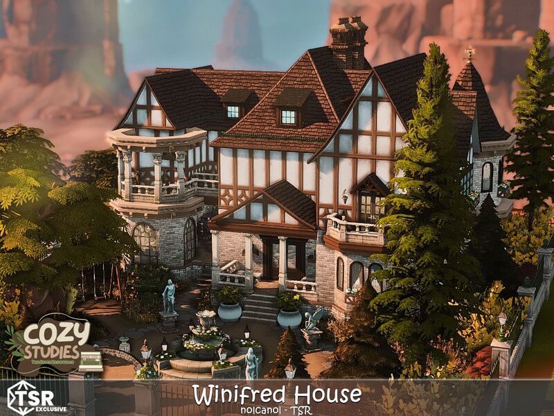 Cozy Studies – Winifred House NO CC Sims 4 CC