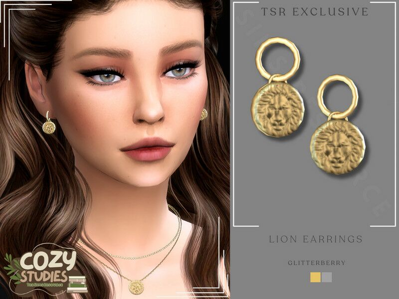 Cozy Studios Lion Earring by Glitterberryfly Sims 4 CC