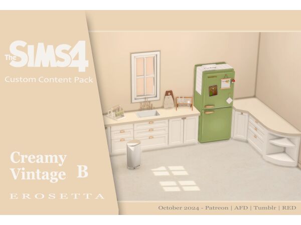 Creamy Vintage Kitchen Set Sims 4 CC