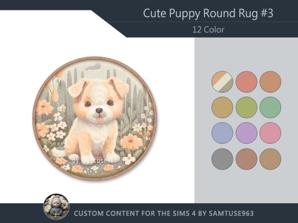 Cute Puppy Kids Round Dance Rug Sims 4 CC