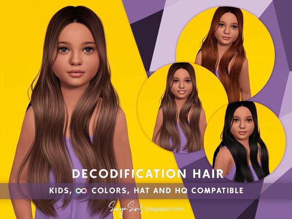 Stylish Long Hair for Kids Sims 4 CC