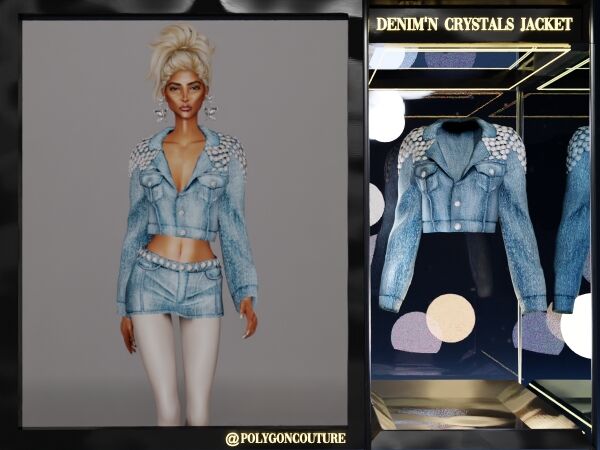 Denim’N Crystals Jacket Sims 4 CC