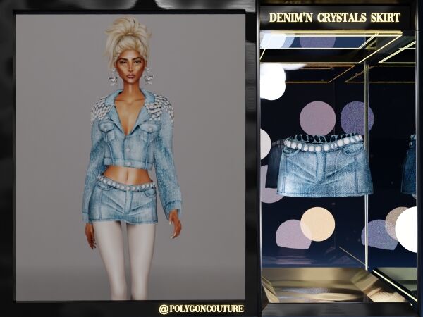 Denim’N Crystals Mini Skirt Sims 4 CC