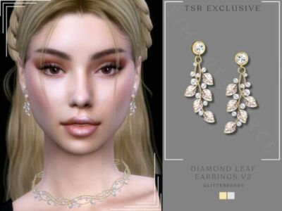 Stunning Diamond Leaf Earrings for Sims Sims 4 CC