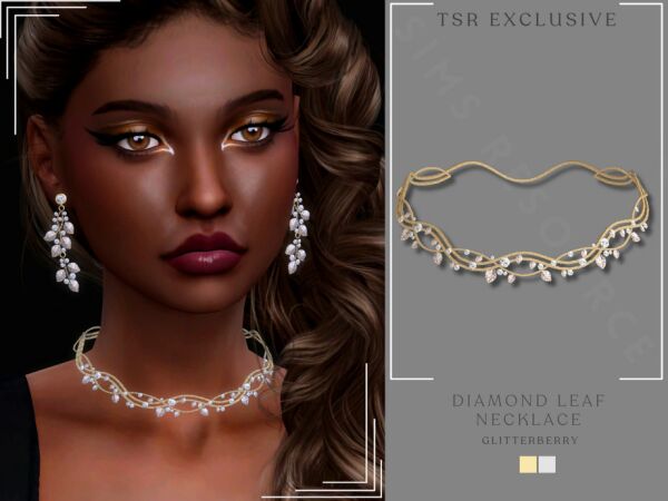 Stunning Diamond Leaf Necklace Sims 4 CC