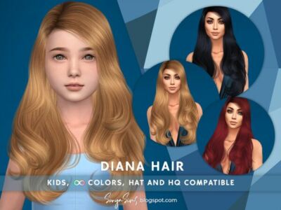 Diana Hair for Kids Sims 4 CC