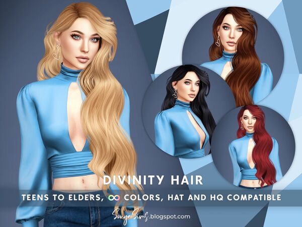 Divinity Hair: Super Long Waves Sims 4 CC