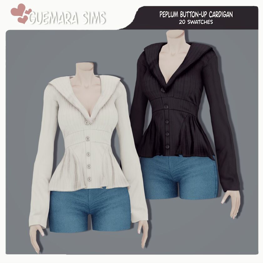 Trendy Peplum Button-Up Cardigan for The Sims 4 Sims 4 CC