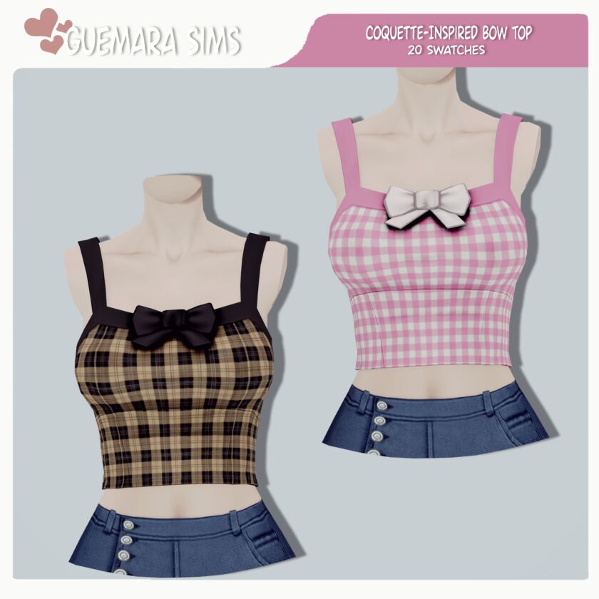 Chic Coquette-Inspired Bow Top for Sims 4 Sims 4 CC