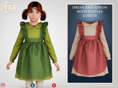 Ruffled Dress and Apron for Kids Sims 4 CC