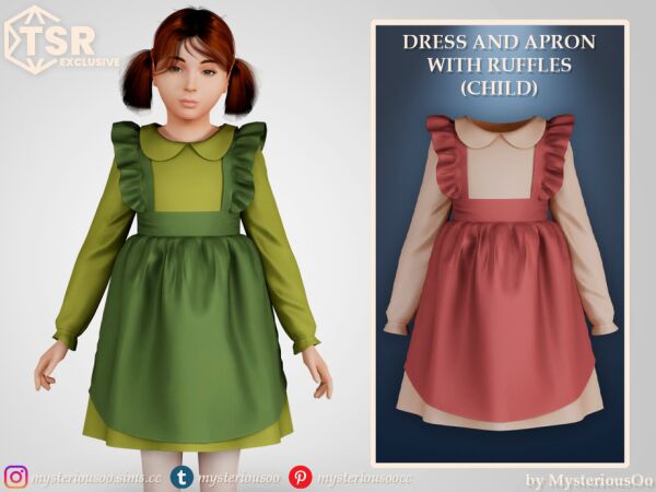 Ruffled Dress and Apron for Kids Sims 4 CC