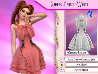 Anime Dress in White Sims 4 CC