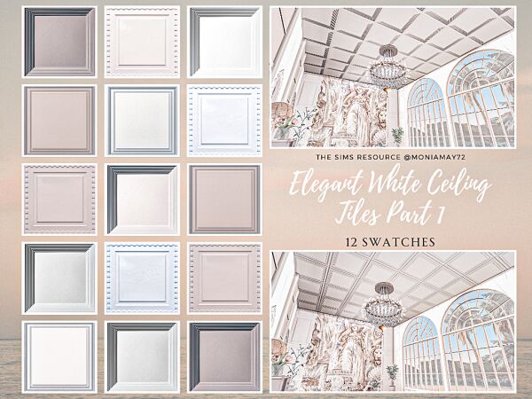 Elegant White Ceiling Tiles Part 1 Sims 4 CC