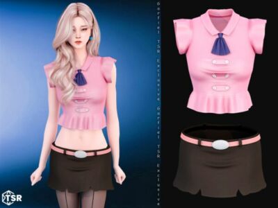 Elizabeth – Elegant Blouse And Skirt SET Sims 4 CC