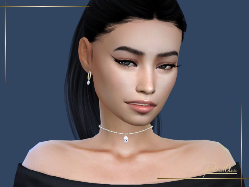 Stunning Ellie Earrings and Choker Set Sims 4 CC