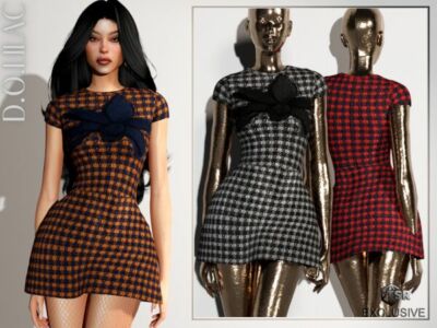 Embroidered Tweed Mini Dress DO0669 Sims 4 CC