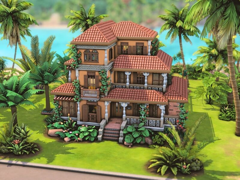 sims 4 cc exotic orange home 2