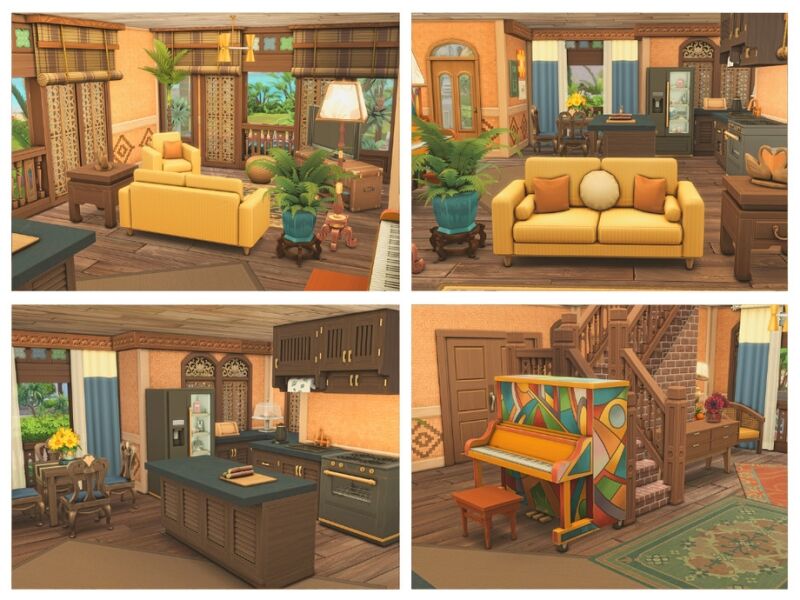 sims 4 cc exotic orange home 3