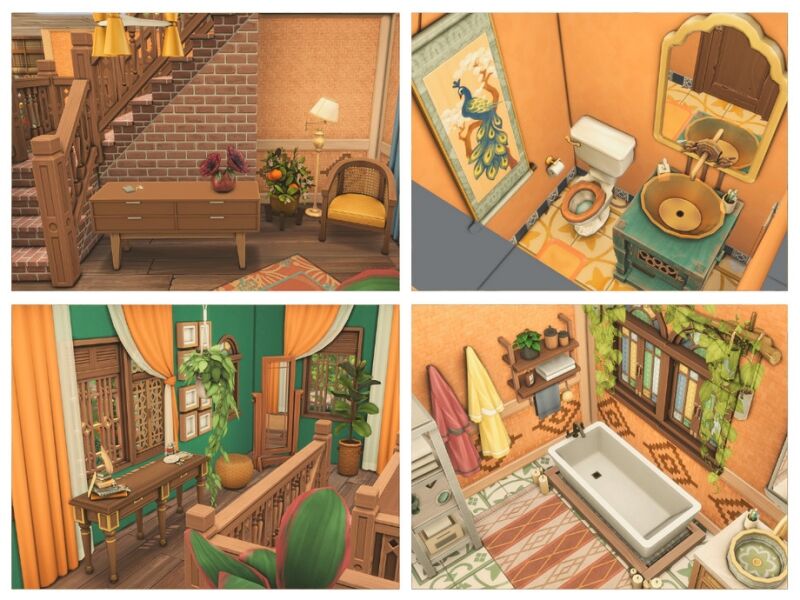 sims 4 cc exotic orange home 4