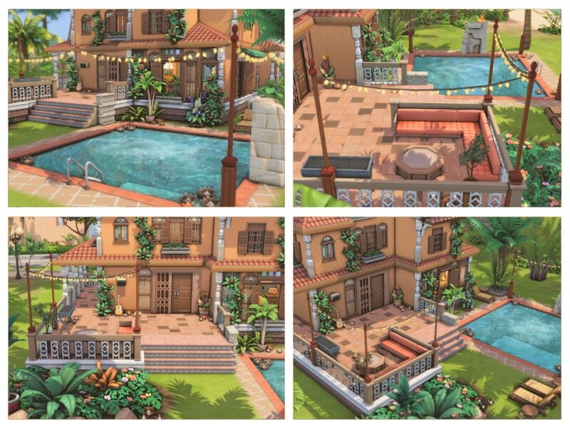 sims 4 cc exotic orange home 7