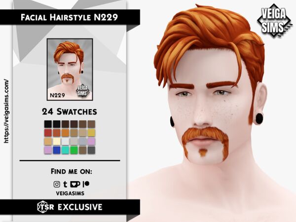 Stylish Facial Hair N229 for Sims Sims 4 CC