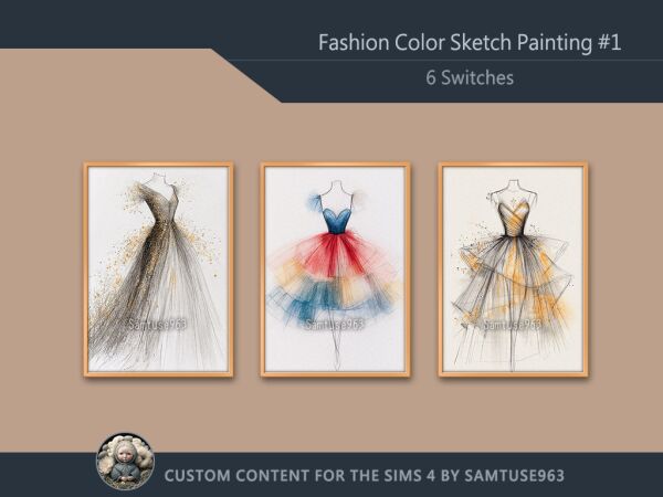 Fashion Color Sketch Painting #1 Extra A Sims 4 CC