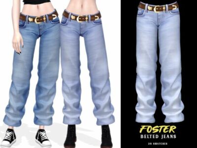 Foster Belted Jeans Sims 4 CC