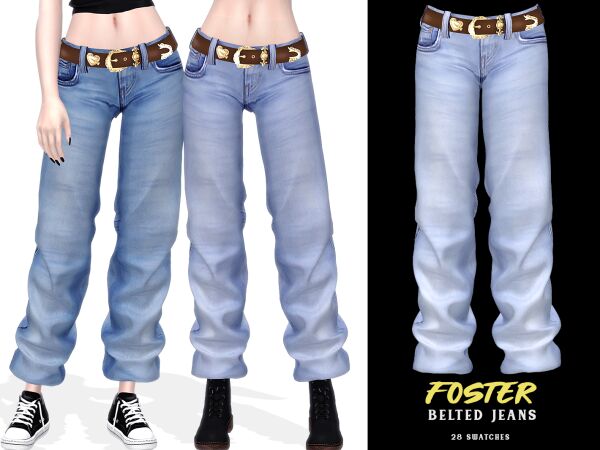 Foster Belted Jeans Sims 4 CC