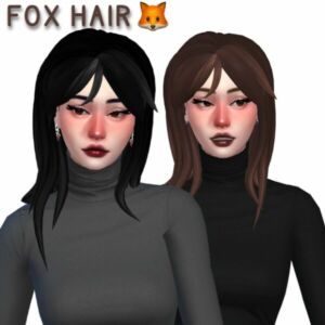 Stylish FOX Hair by Wasteiands Sims 4 CC