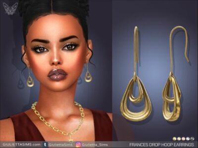 Frances Drop Hoop Earrings Sims 4 CC