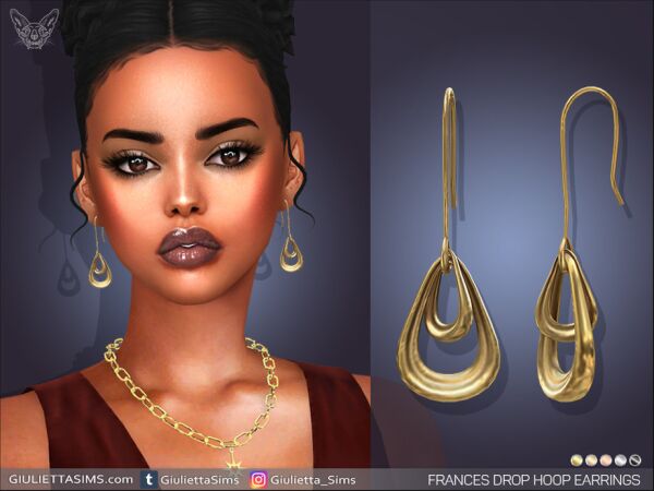 Frances Drop Hoop Earrings Sims 4 CC