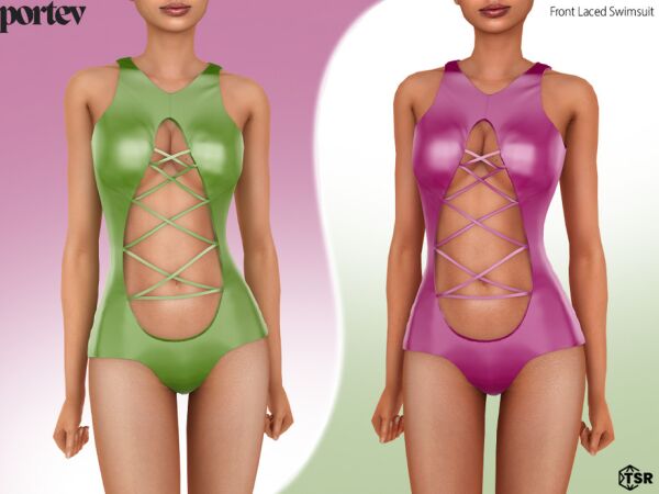 Stylish Front Laced Swimsuit for Female Sims Sims 4 CC