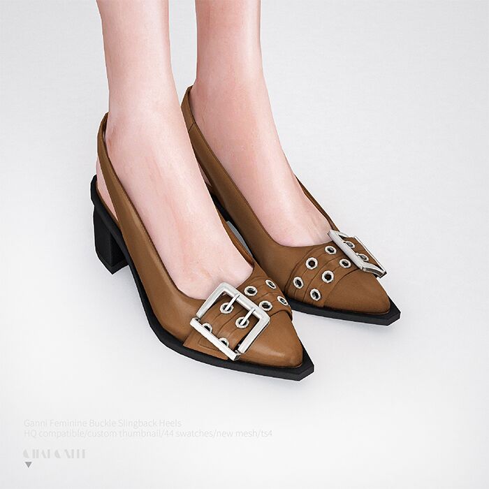 sims 4 cc ganni feminine buckle slingback heels by charonlee 3