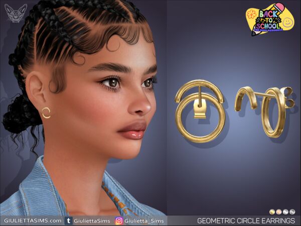 Stylish Geometric Circle Earrings Sims 4 CC