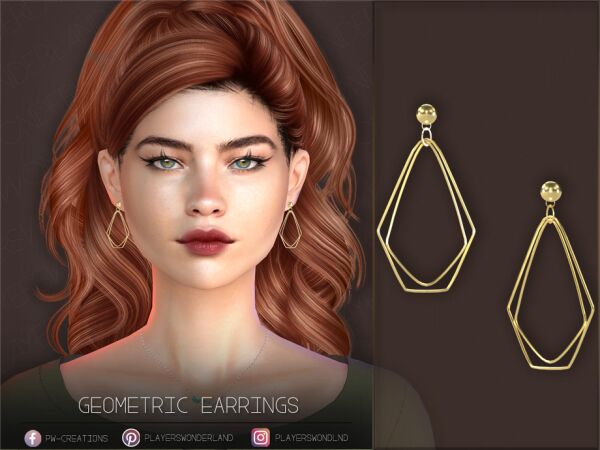 Stylish Geometric Earrings for Sims Sims 4 CC