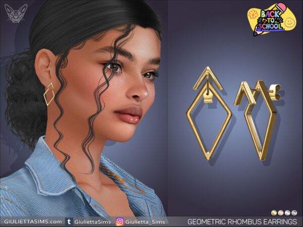 Stunning Geometric Rhombus Earrings Sims 4 CC