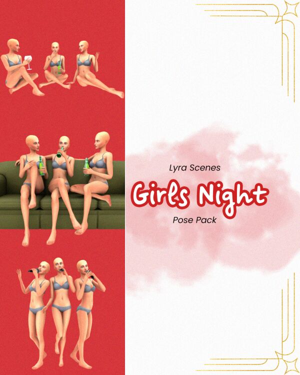 Girls Night Pose Pack Sims 4 CC