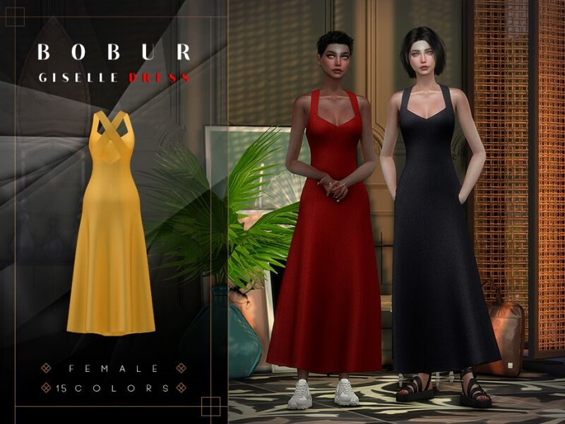 sims 4 cc giselle midi dress 2