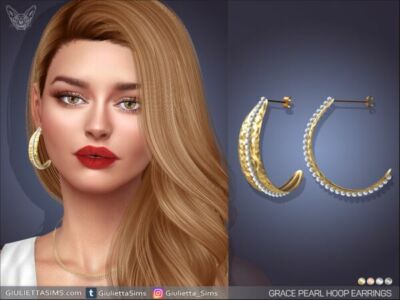 Elegant Grace Pearl Hoop Earrings Sims 4 CC