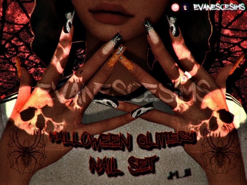 Glittery Halloween Nail Set – Early Access! Sims 4 CC