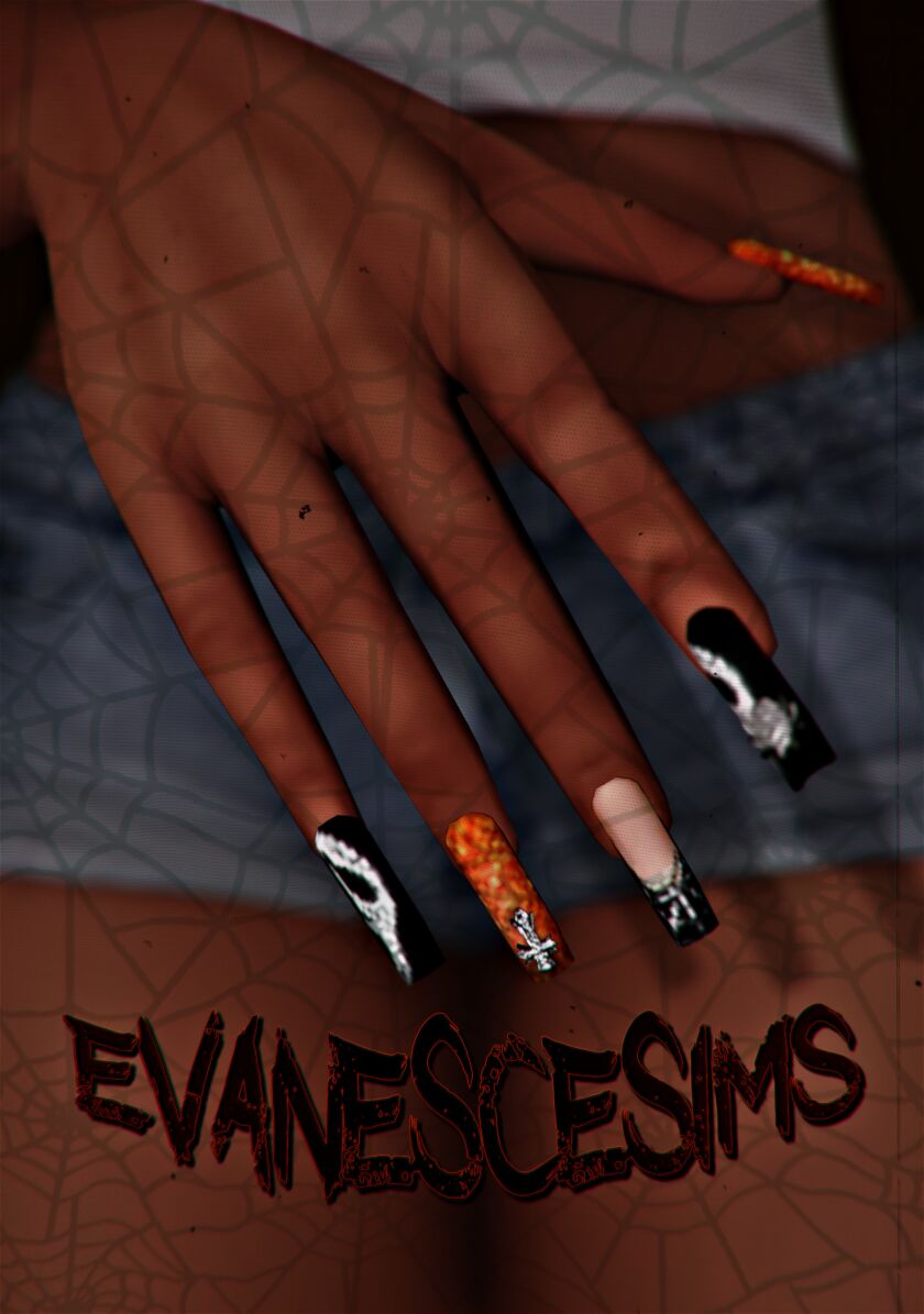 sims 4 cc halloween glittery nail set early access until 4