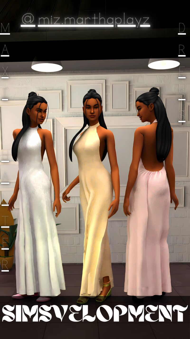 sims 4 cc halter maxi dress by mizmarthaplayz 2