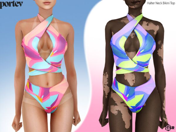 Chic Halter Neck Bikini Top Sims 4 CC