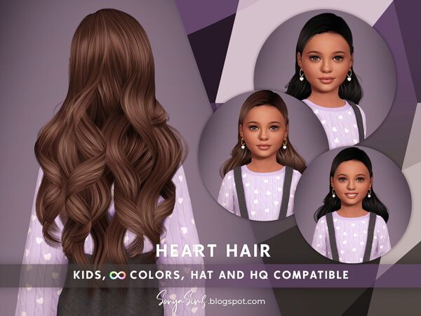 Heart Hair for Kids Sims 4 CC