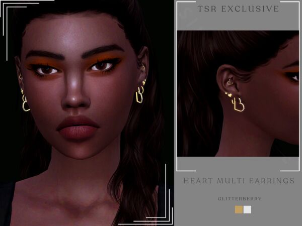 Heart Multi Earrings By Glitterberryfly Sims 4 CC