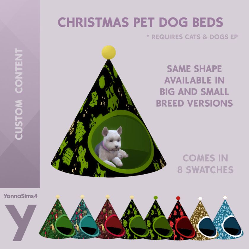 Festive Christmas Tree-Shaped Dog Beds for Your Sims Sims 4 CC