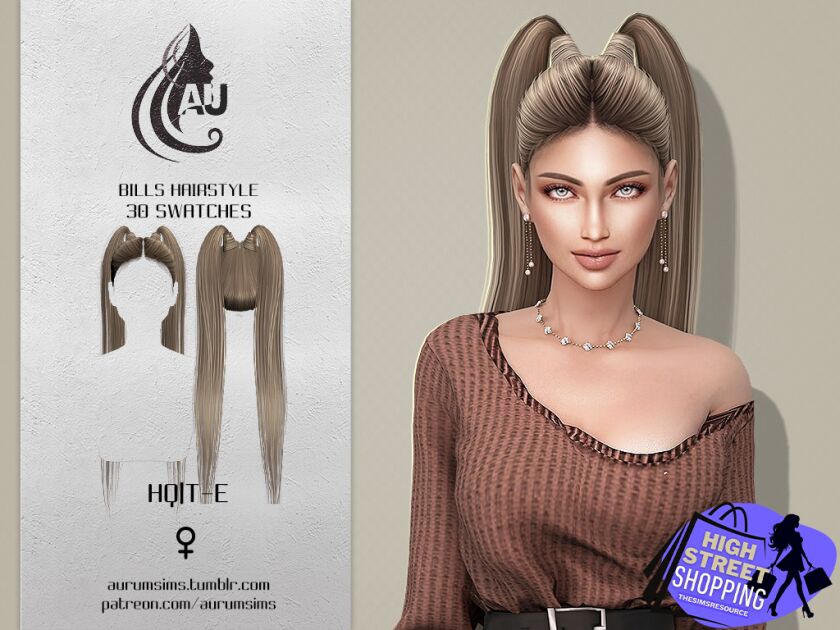 Stunning High Long Double Ponytails Sims 4 CC