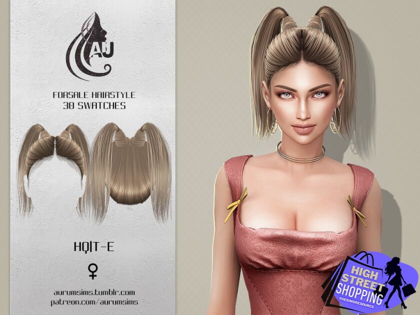 Stylish High Mid Length Double Ponytails Sims 4 CC