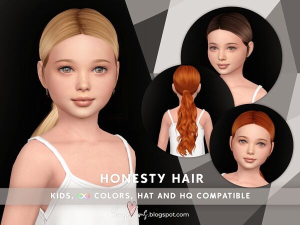 Curly Ponytail for Kids Sims 4 CC